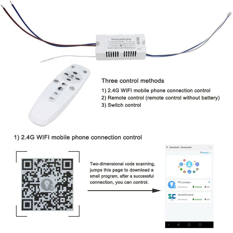 2.4G WIFI Safety Plastic Driver 15-24W Connessione Bluetooth Illuminazione Trasformatore di alimentazione AC100-240VLED Plafoniera