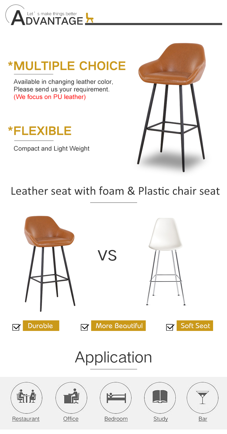Night Club Furniture Popular Pub Use Taburete Faux Cover Stools Chairs Vintage Leather Bar Stool Chair