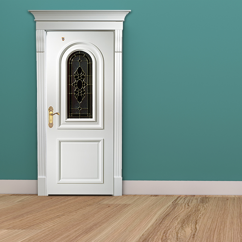 white primed mahogany solid wood arched glass interior doors