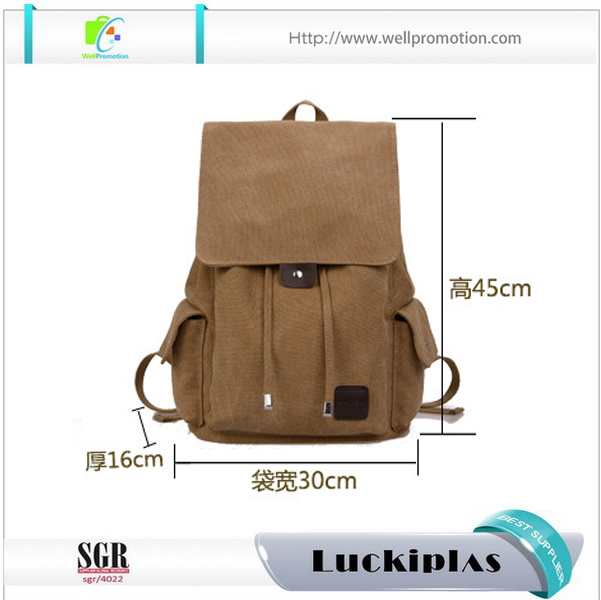 Vintage Canvas Rucksack mit Kordelzug, Wanderrucksack Rucksack