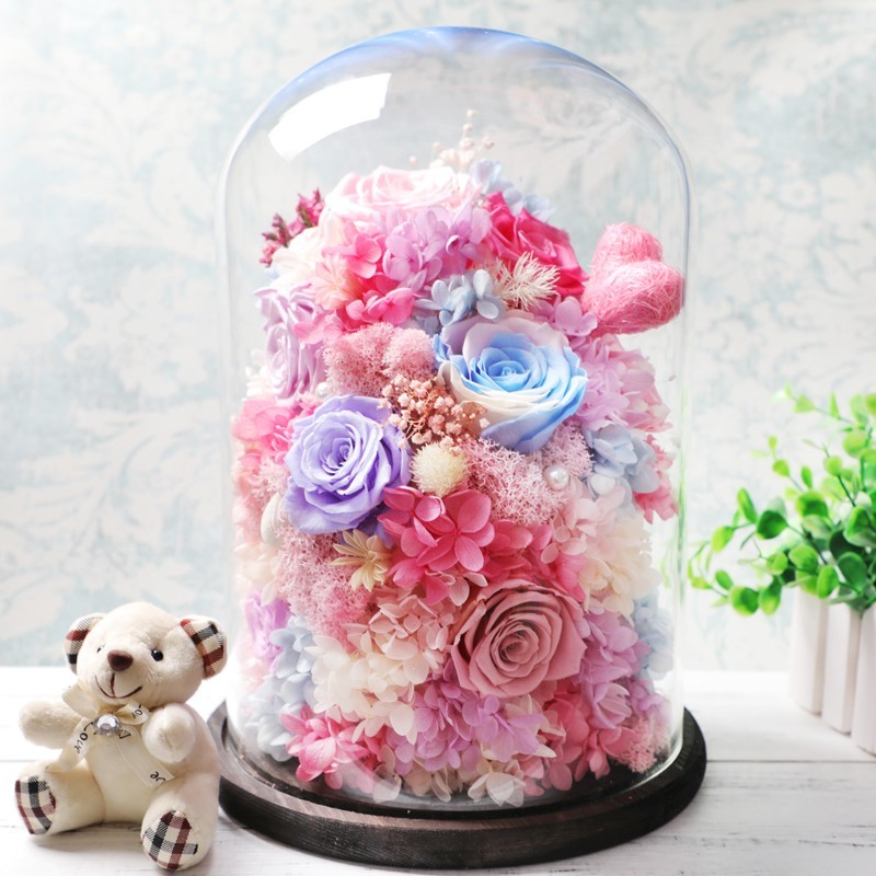 Handmade Rose Never Withered Roses Flower in Preserved Glass Dome, Gift for Valentine's Day Anniversary Birthday