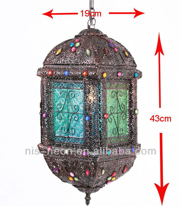 Turkish Mosaic Hanging Lantern Lamp Decorative Morocco Chandeliers Pendant Light NS-124014