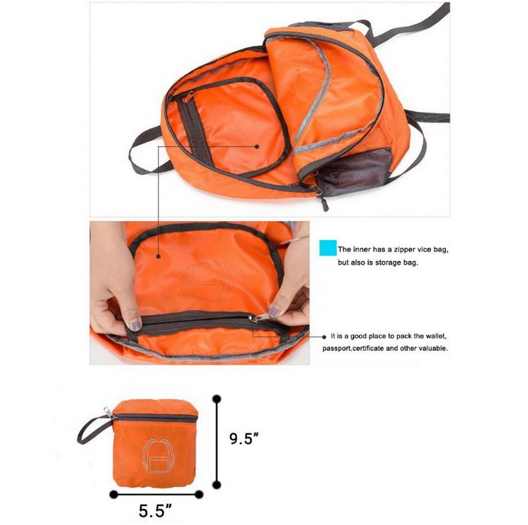 Sac à dos de vélo pliable pliable de camping ultra-léger promotionnel en plein air