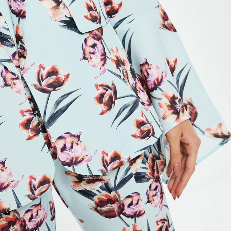 Guangzhou factory manufacturer ladies casual flare floral pants