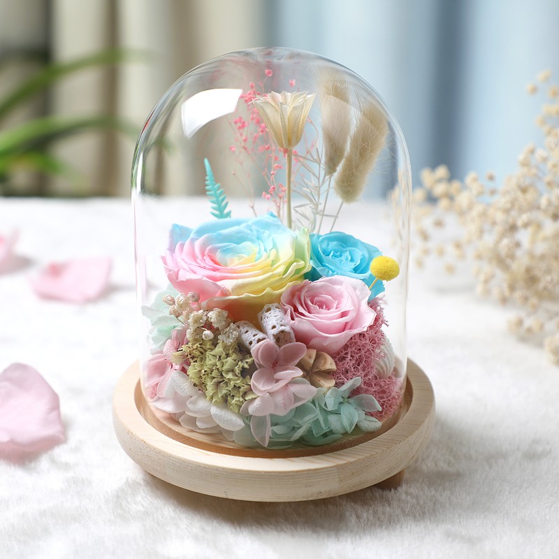 Handmade Rose Never Withered Roses Flower in Preserved Glass Dome, Gift for Valentine's Day Anniversary Birthday