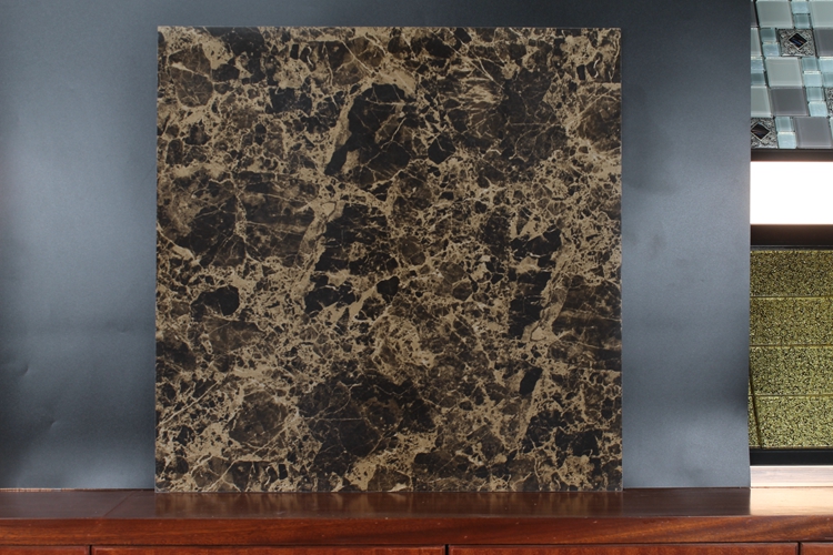 Imported Ceramic Tiles From Spain 80X80 Stock Full Polished Glazed Porcelain Dark Emperador Tile