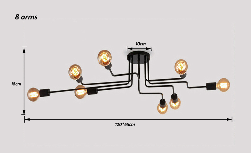 Retro Industrial Loft Nordic Pipe Wrought Iron Ceiling Light 4 6 8 Heads Lamp for Home Decor Restaurant Dinning Cafe Bar Room