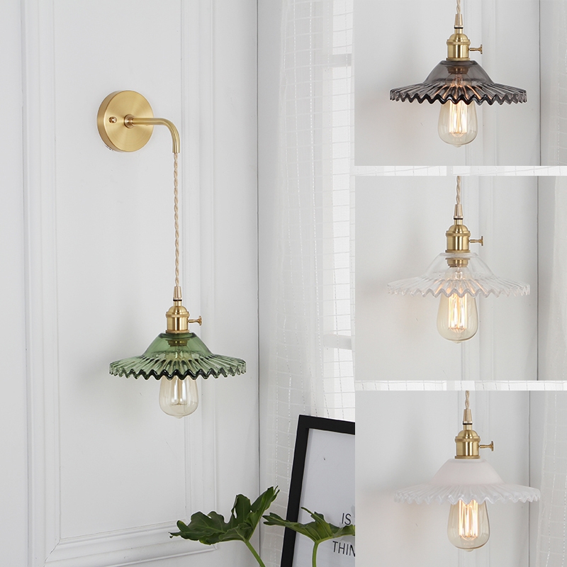 glass brass bedside decorative indoor led modern wall lamp