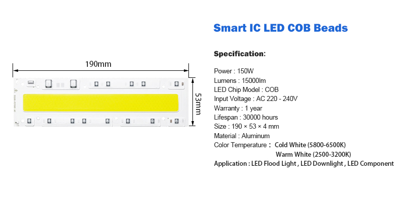 Led Cob Licht Chip 30W 50W 70W 100W 150W Led Lamp Chip 220V Input smart Ic Led Driver Voor Diy Led Schijnwerper