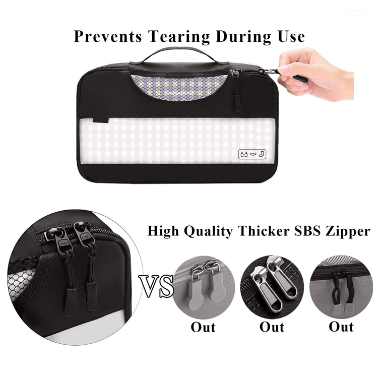 Sacs de rangement de valise d'organisateur de bagages de voyage de système de cubes d'emballage personnalisés de 6 ensembles