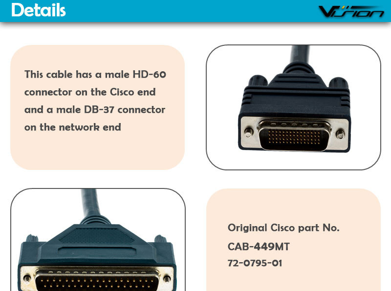 Cisc RS-449电缆，DB60至DB37 DTE公，CAB-449MT，4英尺| Alibaba.com 互換性のある CAB-449MT DTE RS-449 HD60 LFH60 オス - DB37 プラグ ケーブル 72-0795-