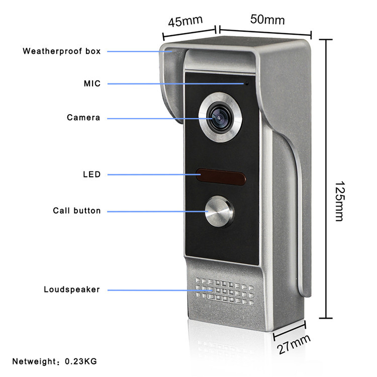 2019Video Door Phone for villa outdoor intercom night vision 7inch indoor monitor waterproof doorbell camera 1v1 intercom system