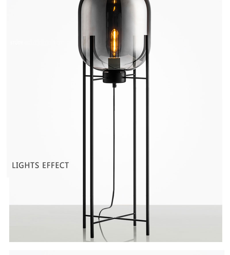 glass contemporary floor lamp retro industrial wind metal floor lamp for bedroom and coffee house