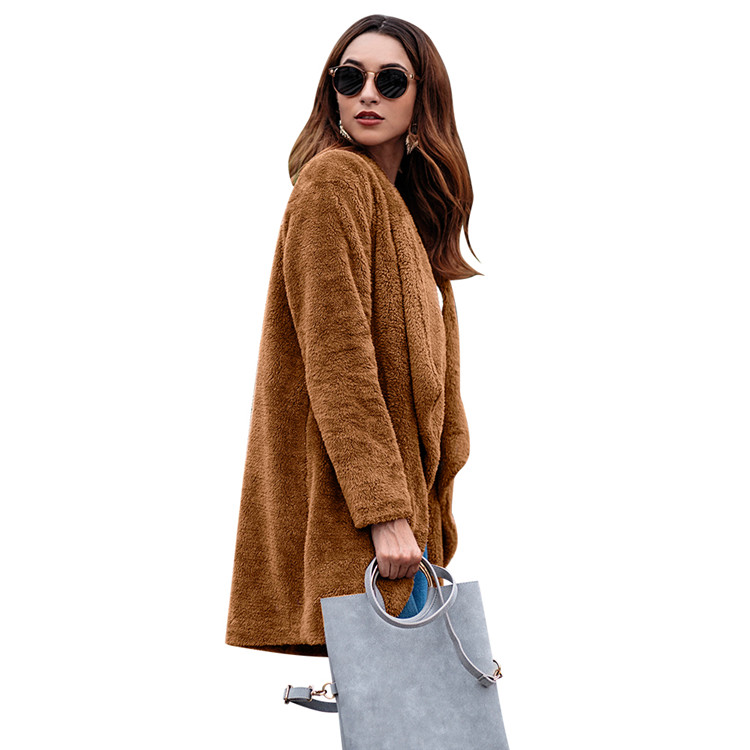 Sample Available 2018 Winter Open Stitch Thick Velvet Long Ladies Women Korean Fashion Coats