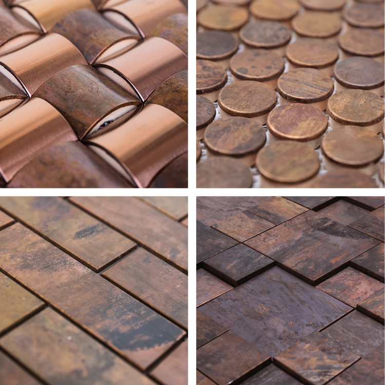 Wholesaler Luxury Interior Wall Decoration Metallic Mosaic Wall Tile 300x300 Production Bronze Metal Tile Mosaic