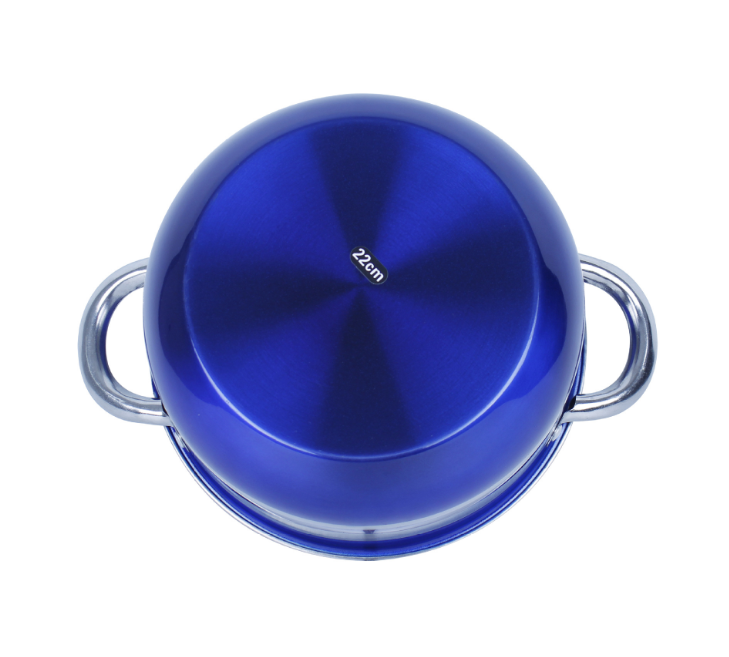 Colorful Double Bottom Stainless Steel Cooking Pots commercial cooking pots