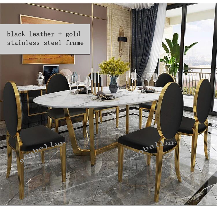 wholesale dining chair white leather gold metal steel home dining room chairs hotel restaurant wedding dining banquet chair