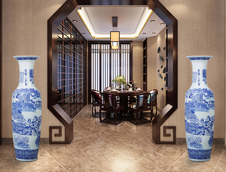 Antique blue and white porcelain outdoor decorative vases