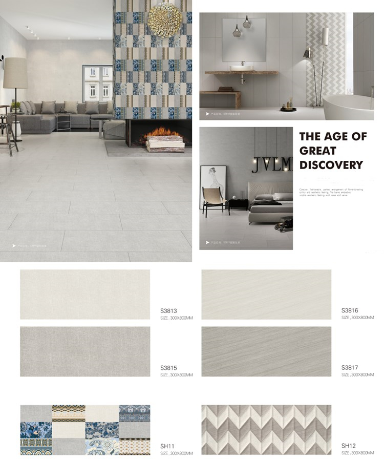 12'x32'(300x800mm) White Marble Ceramic Wall and Floor Tile for Bathroom