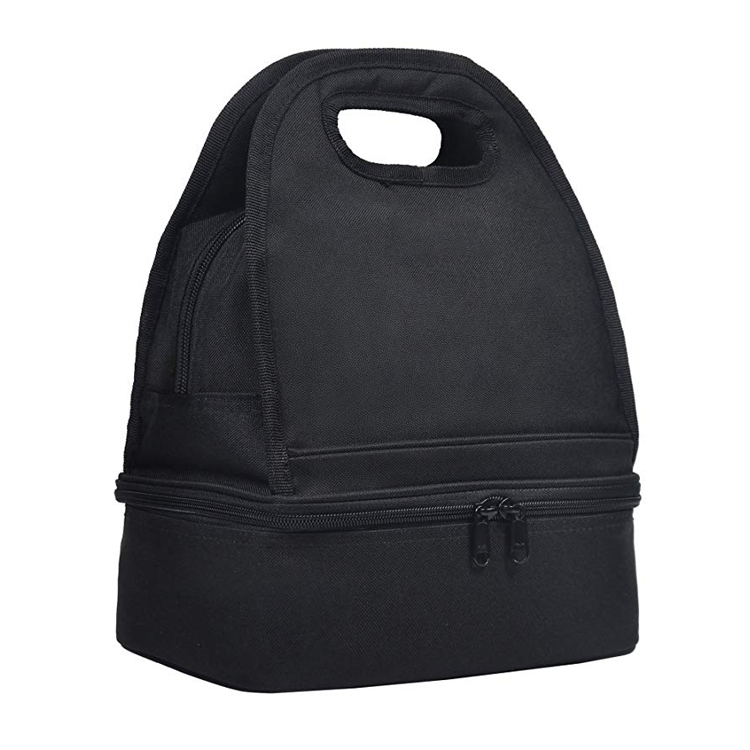 Zweilagige isolierte Lunch-Tasche mit zwei Fächern, Dosen-Lebensmitteltasche, große Kühltasche
