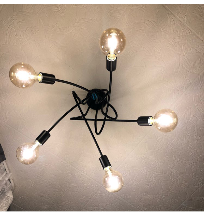 Hot Vintage modern ceiling lamp Industrial Loft Chandelier Ceiling Lamp With 5 Lights (Black) bulbs not included