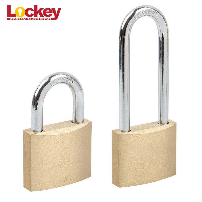Industrial Solid Brass Pad Locks Custom Length Steel Shackle Brass Padlock