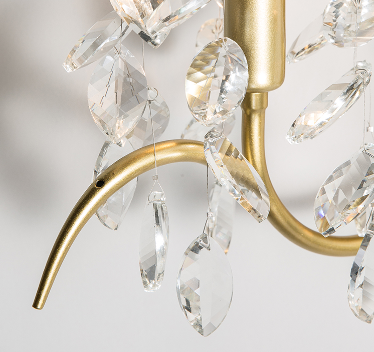 wall lamps luxury brass crystal E14 candle bedroom hotel art deco lights
