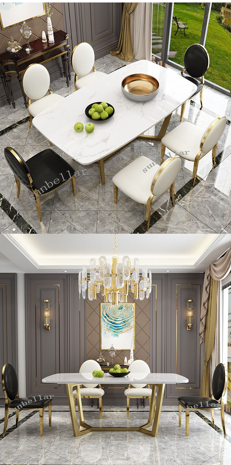 wholesale dining chair white leather gold metal steel home dining room chairs hotel restaurant wedding dining banquet chair