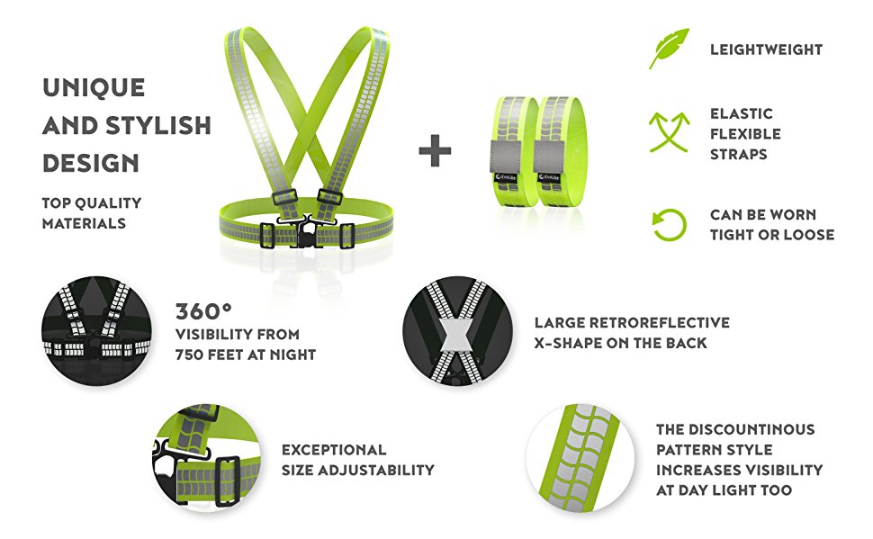 High Visibility Reflective Vest NEW Premium Design Outdoor Jogging Vest Reflective Safety Belt Elastic Running Belt