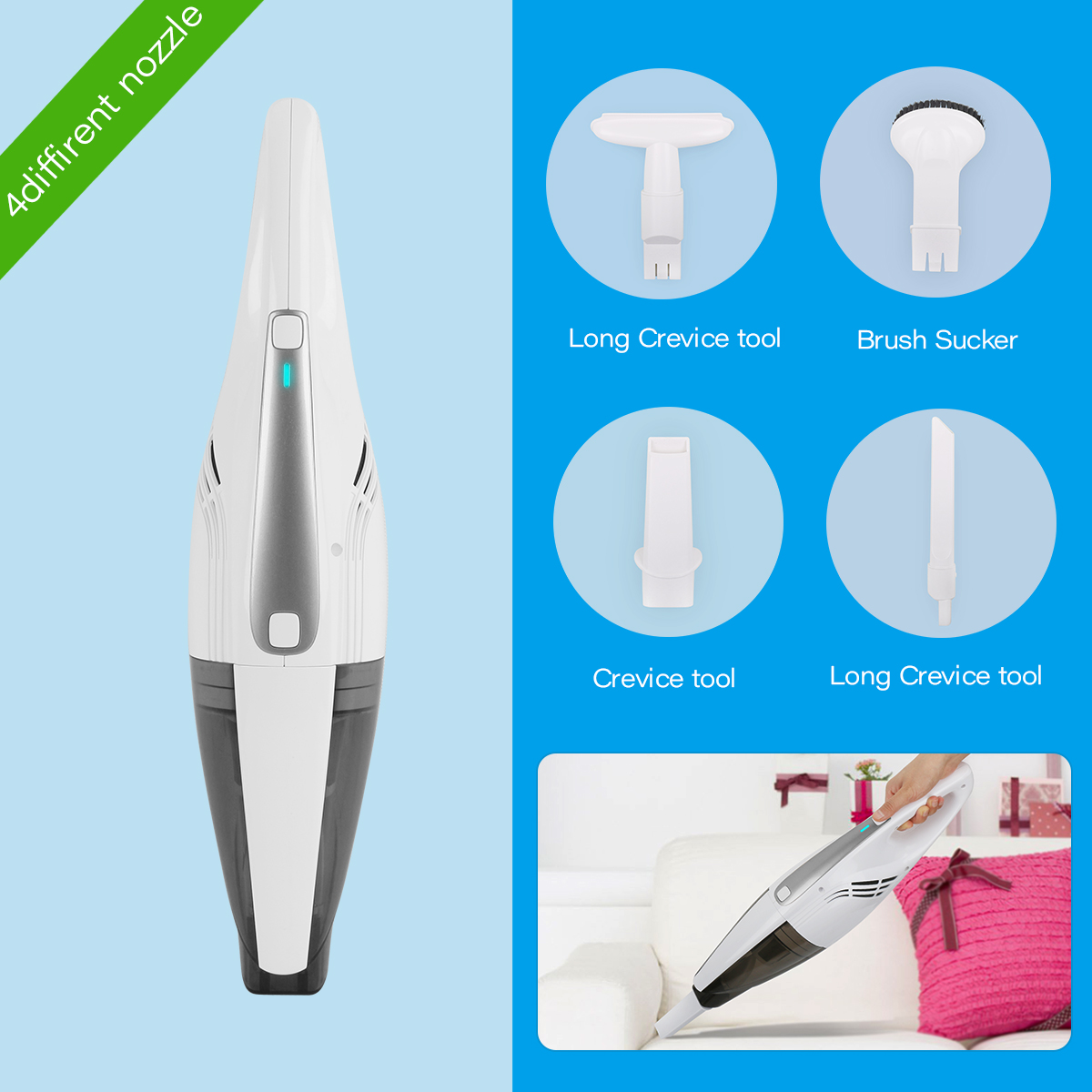 Fast Delivery Household 3 in 1 Portable Stick Vacuum Cleaners Bed Floor Wireless Handheld Vacuum Cleaner