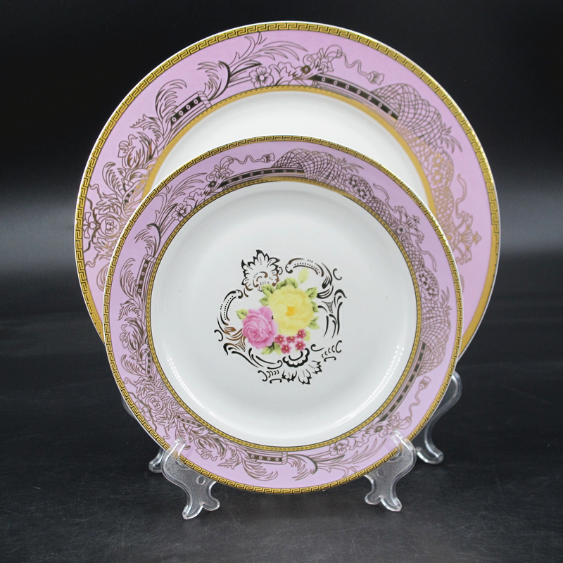 porcelain gold handle tea set elegant rose decal  15pcs 17pcs ceramic bone china tea set