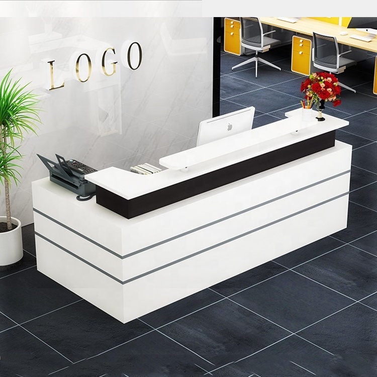 Customized office front counter desk furniture cheap white wood modern reception desk