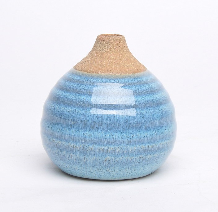 Candy color round shape narrow mouthed home hotel decoration luxury flower ceramic vase