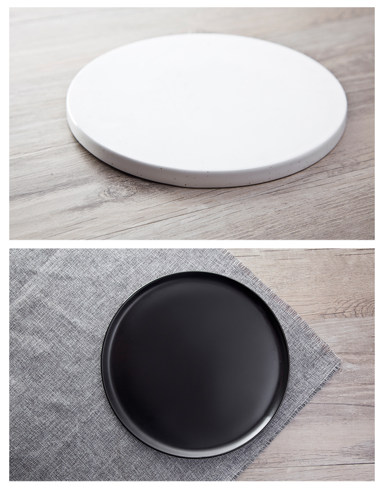 Certified Matte White 12'' Tray Ceramic Low Rim Plate