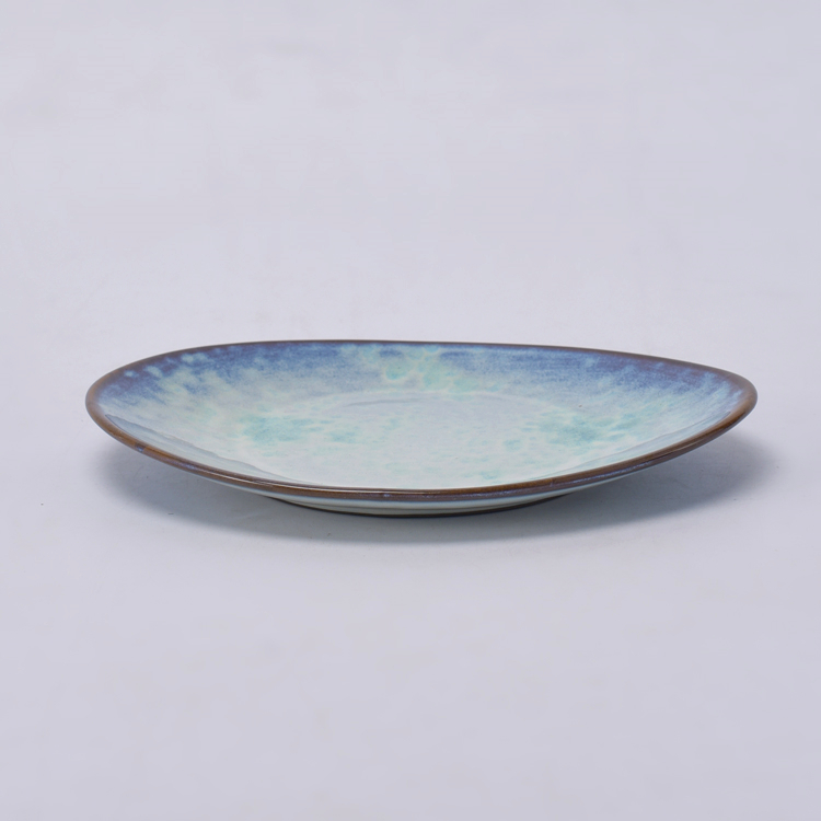 Wholesale dinnerware oval shape fancy 9 inch porcelain salad dinner plates for restaurant