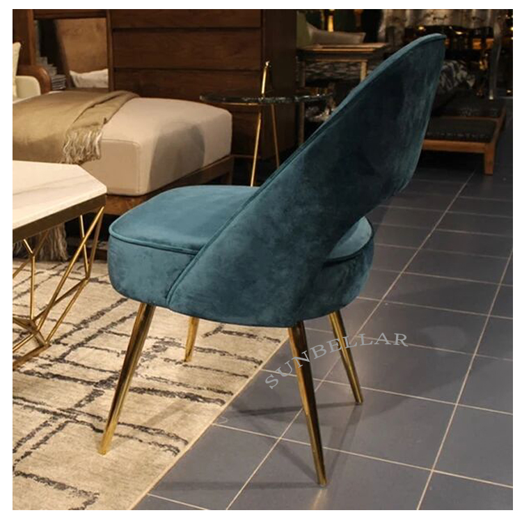 home furniture dining room chair velvet cover gold steel legs accent chair modern dining chairs