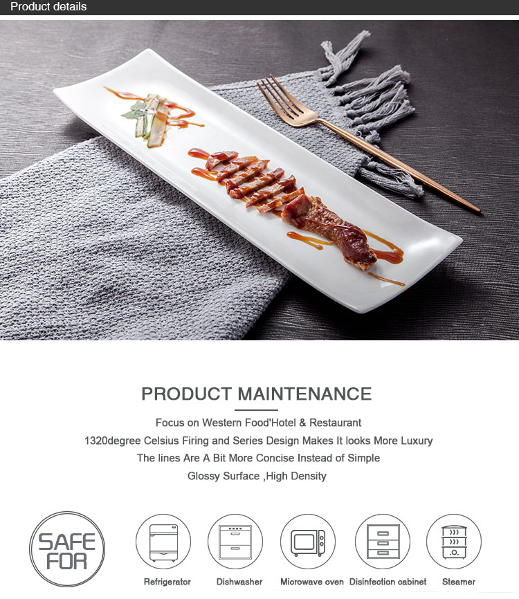 Dining Hall Ceramic Rectangle Long Plates Dishes