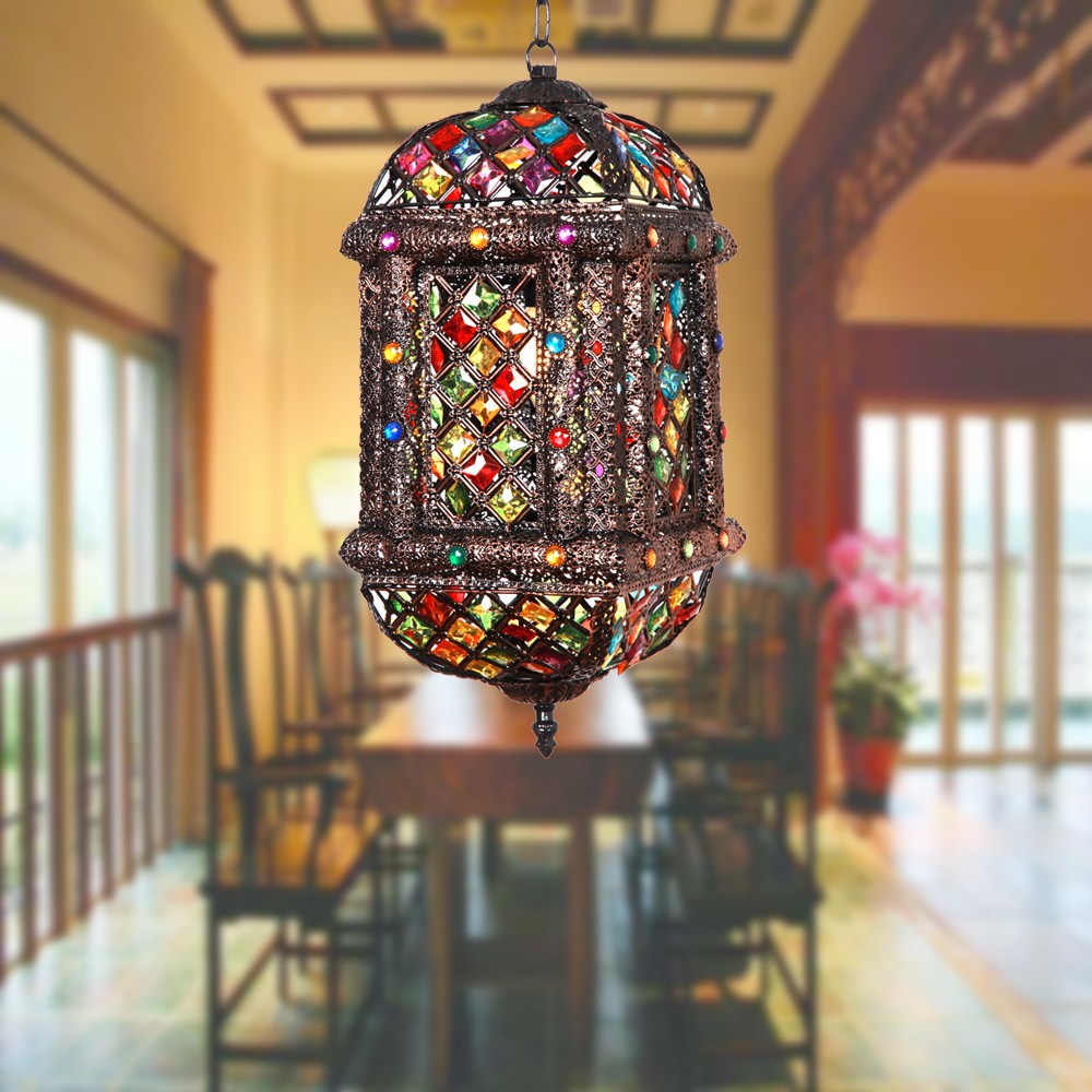 Southeast Asian iron vintage chandelier retro decorative pendant lights for coffee shop turkish moroccan mosaic NS-124010