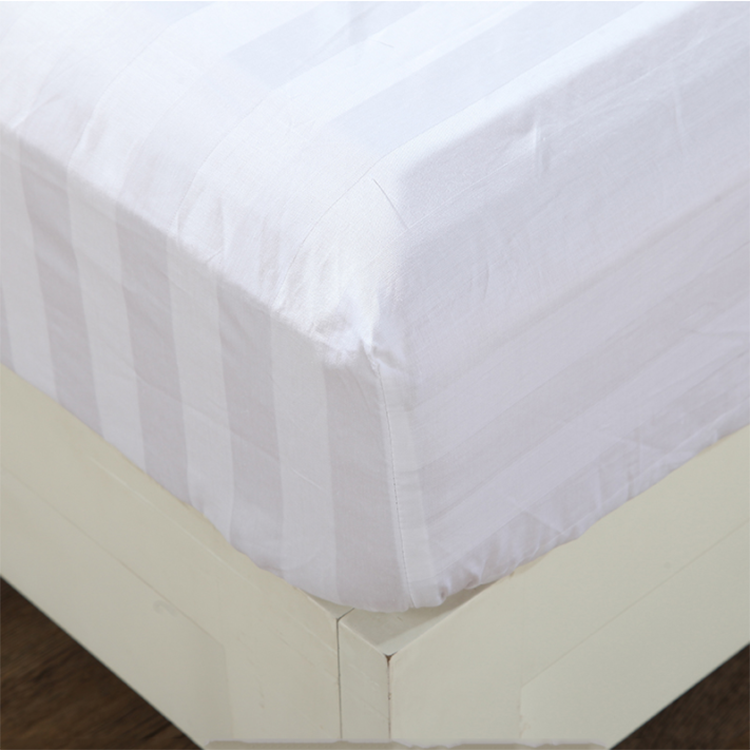 Plain White 3 cm Stripe Full Twin Queen King Single Double Extra Deep Hotel Fitted Sheet In Bedding