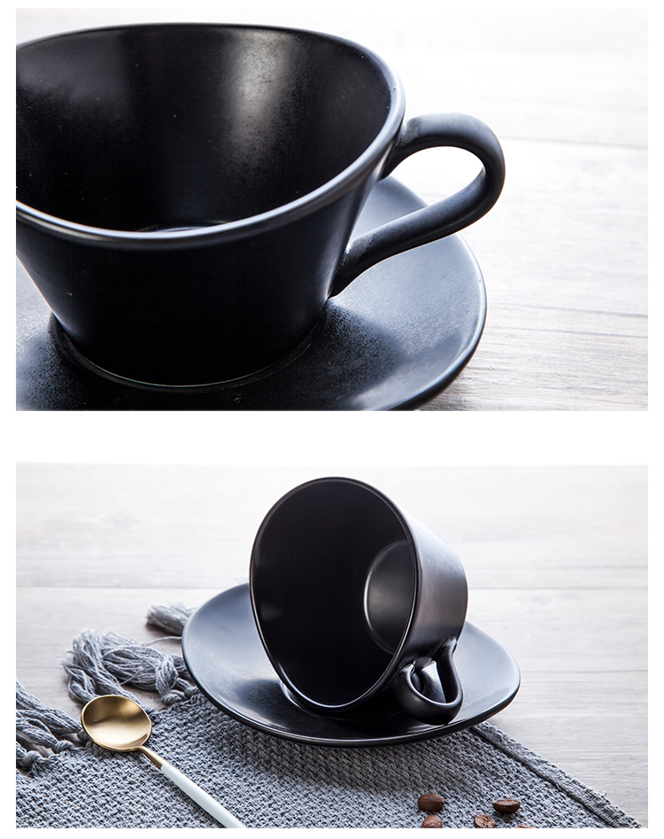 Turkish High Temperature Black Porcelain Cup Matte Coffee Set