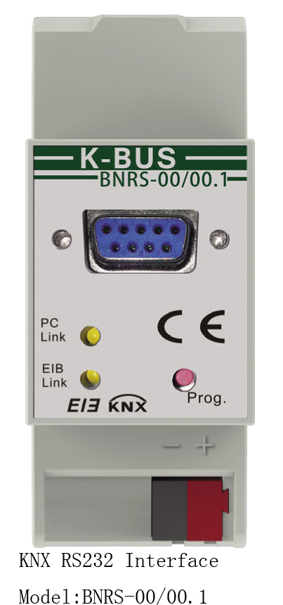 KNX/EIB RS232 Interface for Smart Home Automation & Control Systems,  Compact Design, Durable Performance, DIN Rail Installation