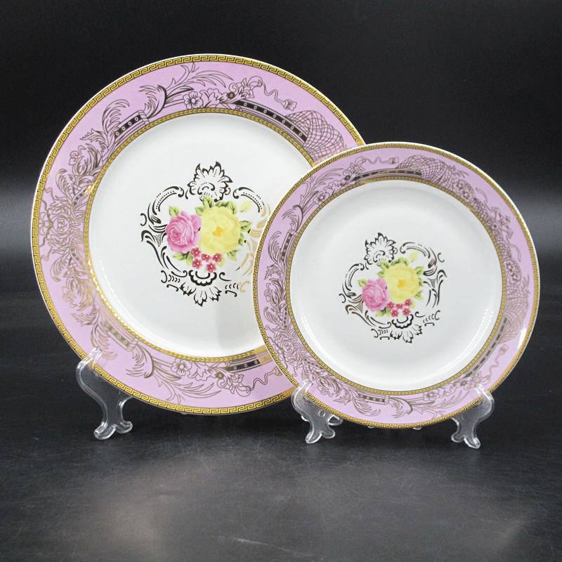 porcelain gold handle tea set elegant rose decal  15pcs 17pcs ceramic bone china tea set