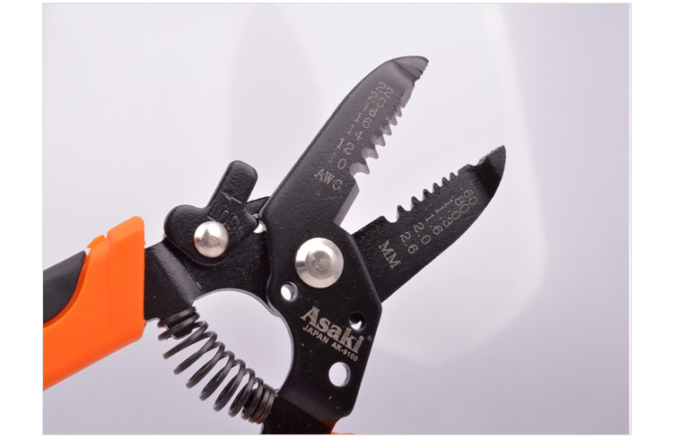 ASAKI AK-9100 Carbon Steel Multi-use Crimping Tool Electric Wire Stripper Plier Cable Cutter Functional Wire Stripping 0.6-2.6mm