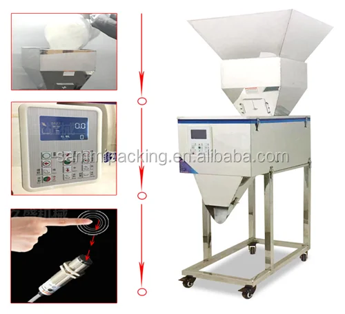 High quality 100-3000g Weighing Machine Semi Automatic Spice Powder Weighing Filling Machine Vibration Weigher with big hopper