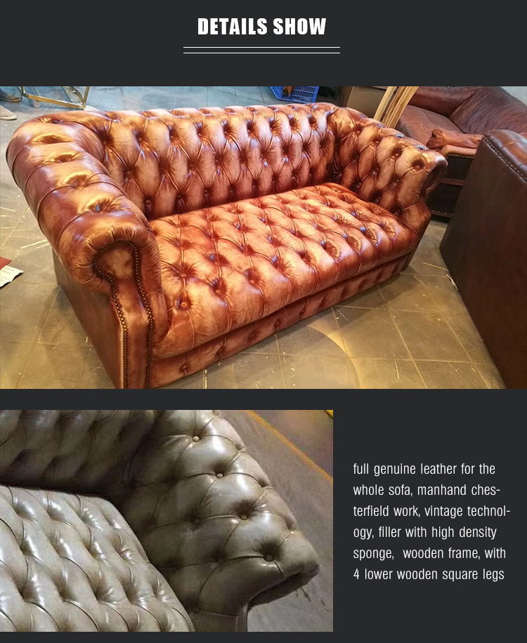 Bar club grey leather chesterfield sofa Public Club Sofa Lobby Sofa