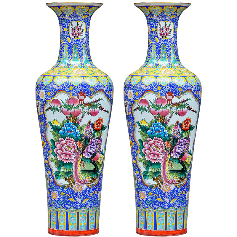 Luxury high size traditional chinese big ceramic home goods vases tall home decoration floor vase