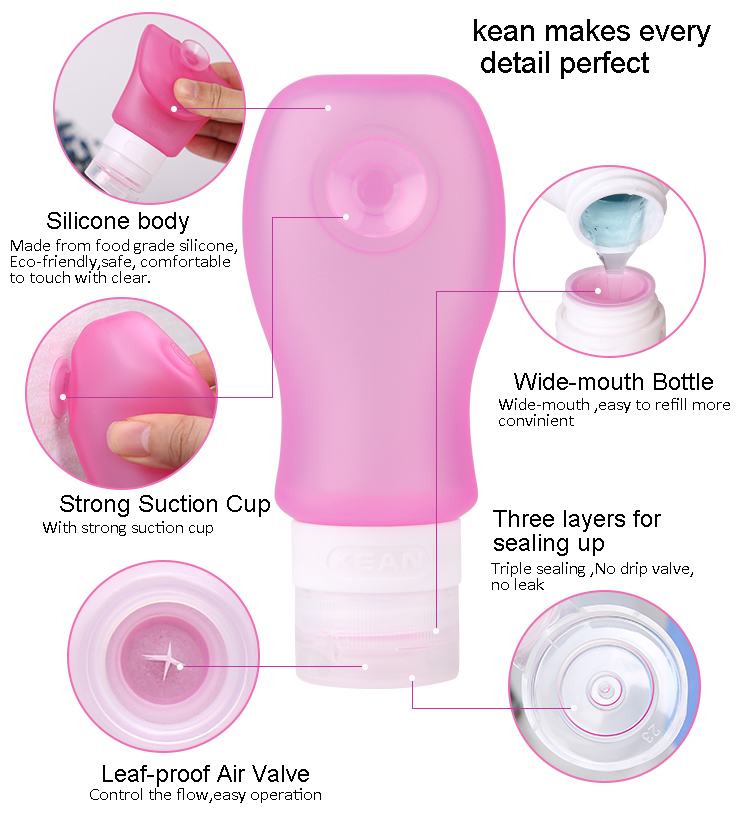 Customized Eco Non-toxic Size Silicone Travel Bottle Set Kit for Personal Care