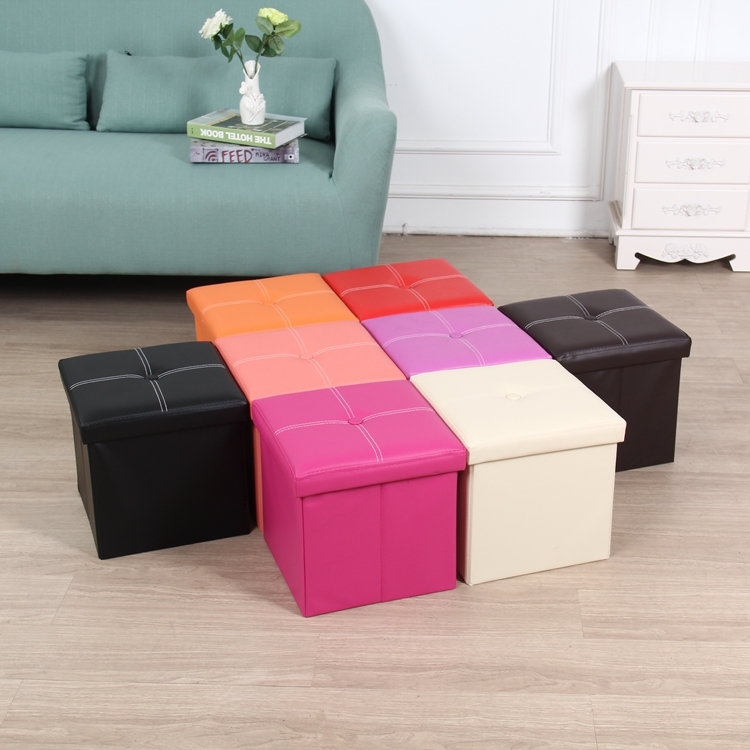 China High quality faux leather storage ottoman size 30*30*30 folding Storage ottoman