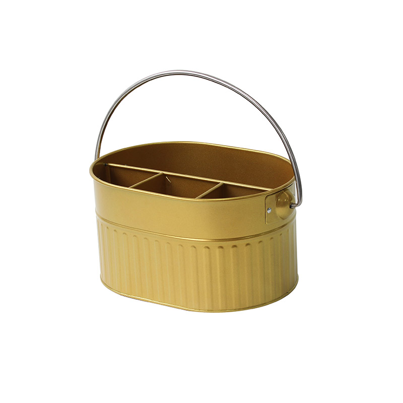 Vertical line decor four grids metal champagne copper ice bucket