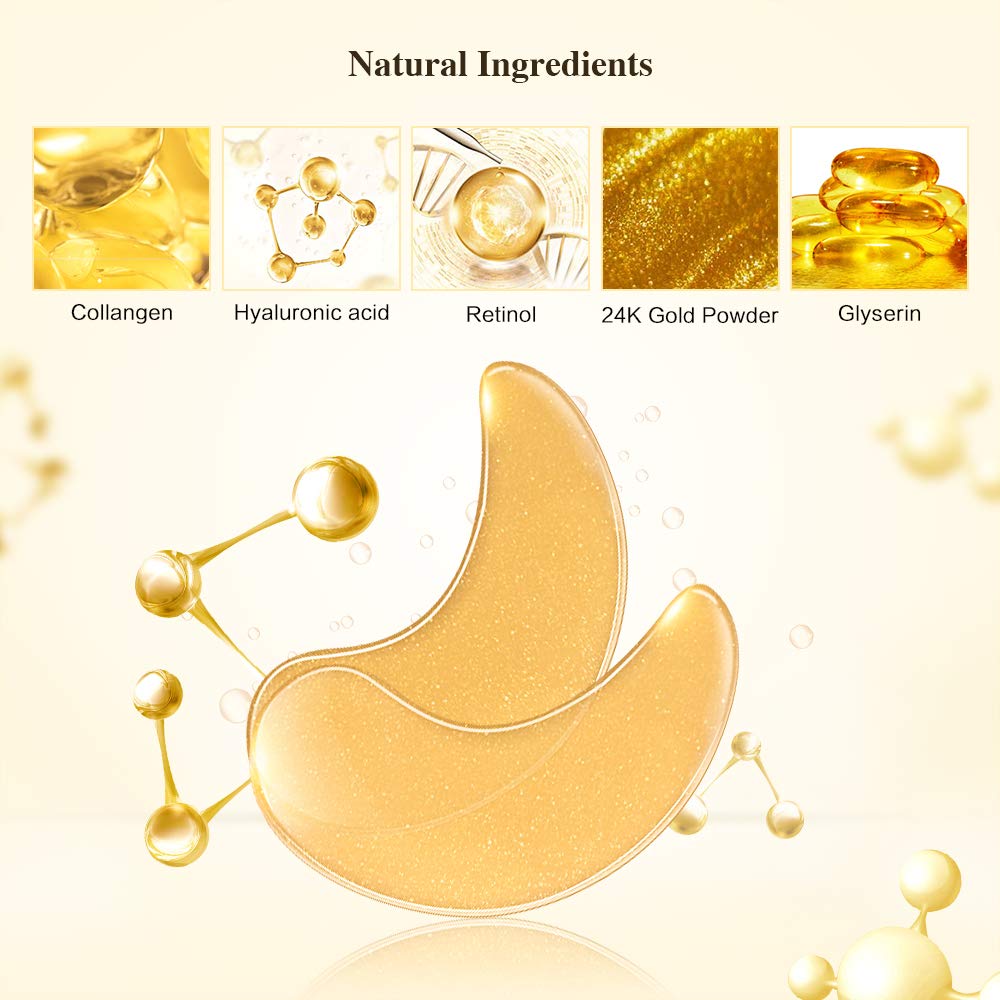 Private Label Hyaluronic Acid Sheet Under Crystal Gel Eye Patch 24K Gold Collagen Eye Mask